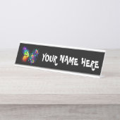 Porte-nom Pour Bureau Papillon arc-en-ciel (Devant)