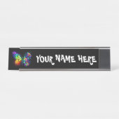 Porte-nom Pour Bureau Papillon arc-en-ciel (Devant)