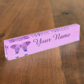 Porte-nom Pour Bureau Papillon aux nuances du pourpre (Taille)