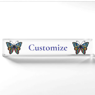 Porte-nom Pour Bureau Papillon Coloré Thunder_Cove