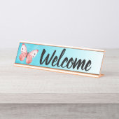 Porte-nom Pour Bureau Papillon d'accueil de bureau de réceptionniste de (Devant)