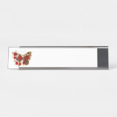 Porte-nom Pour Bureau Papillon de fleurs rouges aux roses rouges (Devant)