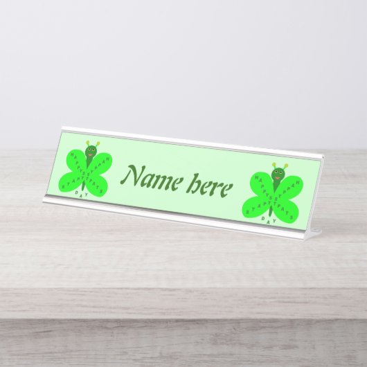 Porte-nom Pour Bureau Papillon de la Saint-Patricks (Devant)