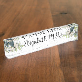 Porte-nom Pour Bureau Papillon et fleurs (Taille)