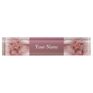 Porte-nom Pour Bureau Papillon Fantastique Coloré Abstrait Texte Fractal