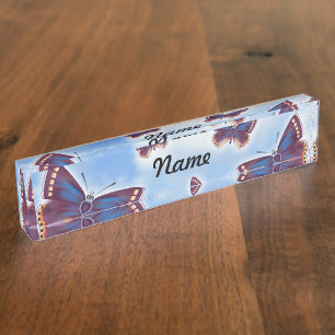Porte-nom Pour Bureau Papillon lumineux