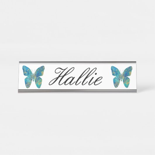 Porte-nom Pour Bureau Papillon personnalisé (Devant)