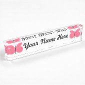 Porte-nom Pour Bureau Papillon rose de bande dessinée