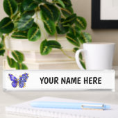 Porte-nom Pour Bureau Papillon saphir à fleurs
