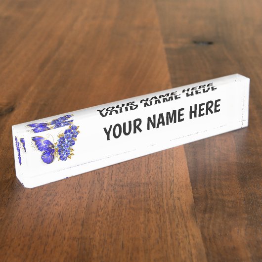 Porte-nom Pour Bureau Papillon saphir à fleurs (Taille)