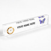 Porte-nom Pour Bureau Papillon saphir à fleurs