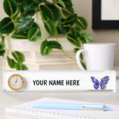 Porte-nom Pour Bureau Papillon saphir à fleurs