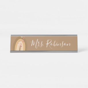 Porte-nom Pour Bureau Papillons arc-en-ciel Nom des enseignants de scrip