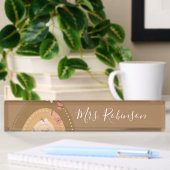 Porte-nom Pour Bureau Papillons Arc-en-ciel Script Journée des enseignan
