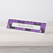 Porte-nom Pour Bureau Papillons noirs Parties scintillant violette Espèc (Devant)