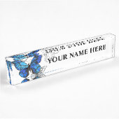 Porte-nom Pour Bureau Papillons volants bleus Morpho