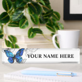 Porte-nom Pour Bureau Papillons volants bleus Morpho