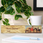 PORTE-NOM POUR BUREAU PARCHEMENT ÉLÉGANT À CHEVAL