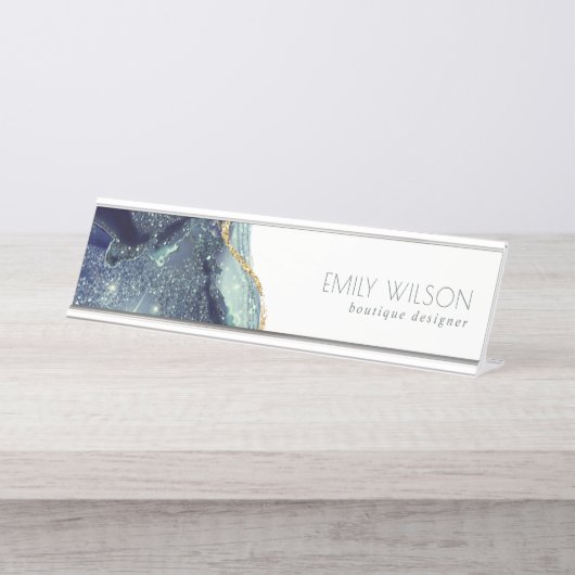 Porte-nom Pour Bureau Parties scintillant Abstraite en encre d'alcool Si (Devant)