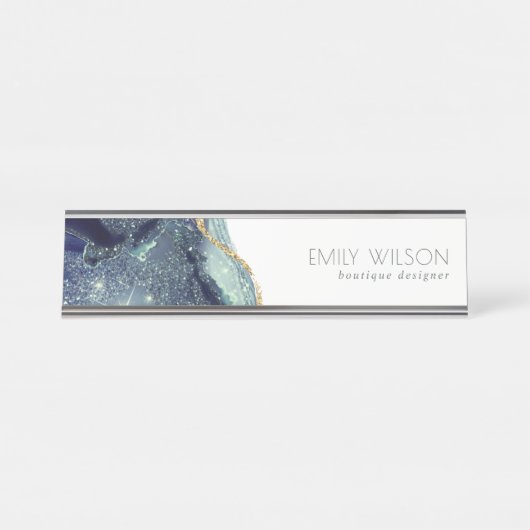 Porte-nom Pour Bureau Parties scintillant Abstraite en encre d'alcool Si (Devant)