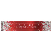 Porte-nom Pour Bureau Parties scintillant argentée brillante Ruby Red Fo (Devant)
