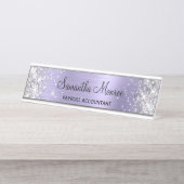 Porte-nom Pour Bureau Parties scintillant argentée Pale Lavender Foil (Devant)