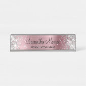 Porte-nom Pour Bureau Parties scintillant d'argent rose pâle (Devant)