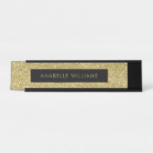 Porte-nom Pour Bureau Parties scintillant d'or imprimé Texture moderne (Devant)