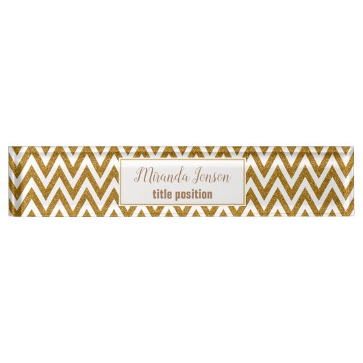 Porte-nom Pour Bureau Parties scintillant d'or monogramme (Devant)