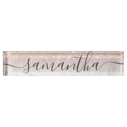 Porte-nom Pour Bureau parties scintillant d'or rose moderne à l'ombre mo (Devant)