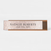 Porte-nom Pour Bureau Parties scintillant d'or Rose moderne Blush Profes (Devant)