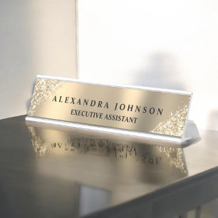 Porte-nom Pour Bureau Parties scintillant dorée moderne de luxe professi