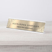 Porte-nom Pour Bureau Parties scintillant dorée moderne de luxe professi (Devant)