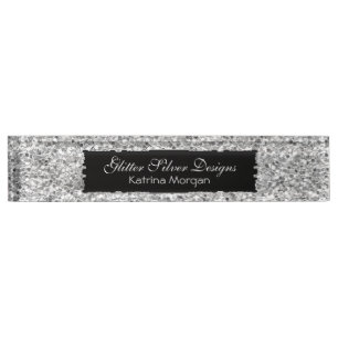 Porte-nom Pour Bureau Parties scintillant Elégance Argent