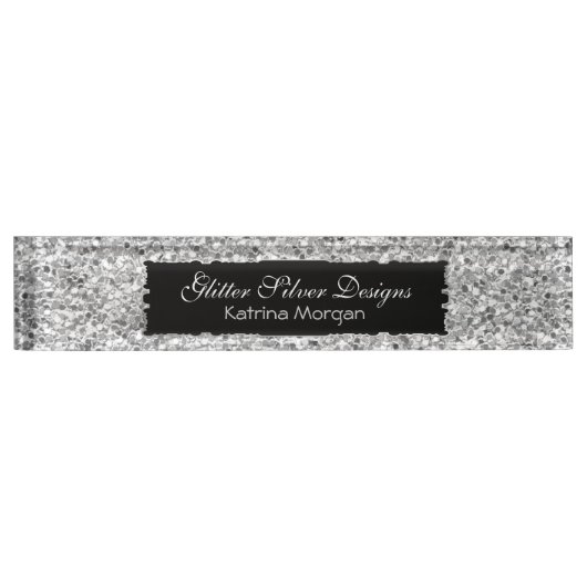 Porte-nom Pour Bureau Parties scintillant Elégance Argent (Devant)
