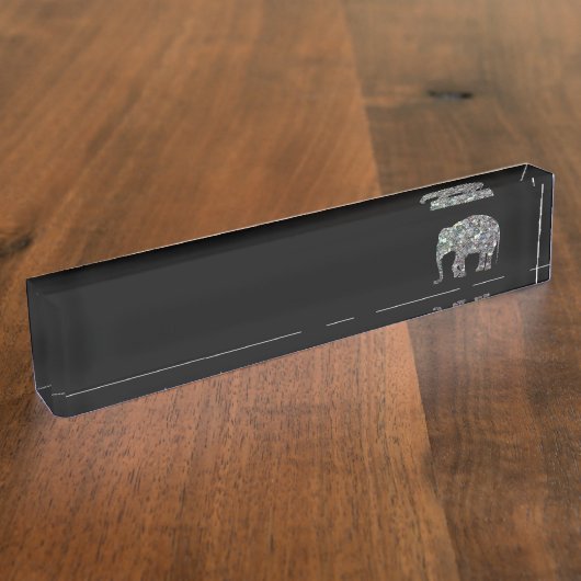 Porte-nom Pour Bureau Parties scintillant en mosaïque argentée Eléphant (Taille)