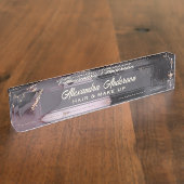 Porte-nom Pour Bureau Parties scintillant en or rose noir marbre Abstrai (Taille)