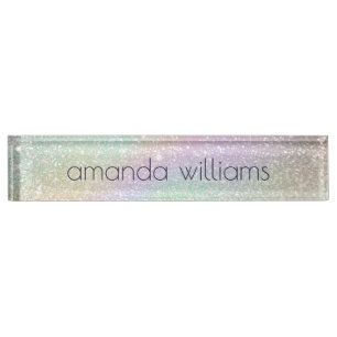 Porte-nom Pour Bureau Parties scintillant holographique