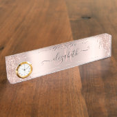 Porte-nom Pour Bureau Parties scintillant modernes Rose Monogramme or  (Taille)