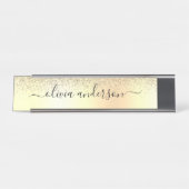 Porte-nom Pour Bureau Parties scintillant Monogramme Or Sparkle Girl Scr (Devant)