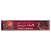 Porte-nom Pour Bureau Parties scintillant or et Roses Red Glam (Devant)