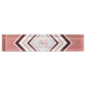 Porte-nom Pour Bureau Parties scintillant or Rose moderne Chevron Monogr (Devant)
