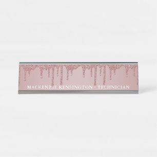 Porte-nom Pour Bureau Parties scintillant Rose de luxe à goutte d'or