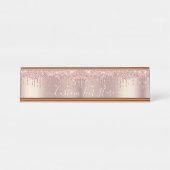 Porte-nom Pour Bureau Parties scintillant rose Gold Blush Éclats Texte p (Devant)