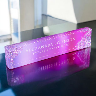 Porte-nom Pour Bureau Parties scintillant rose violet Éclairer Eyelash E