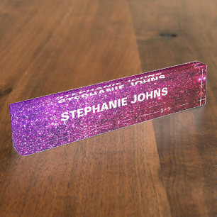 Porte-nom Pour Bureau Parties scintillant Sparkly Moderne Colorée Ombre