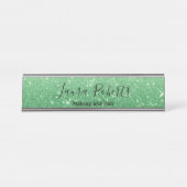 Porte-nom Pour Bureau Parties scintillant verte moderne (Devant)