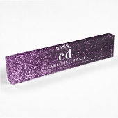 Porte-nom Pour Bureau Parties scintillant violet monogramme initiales lu