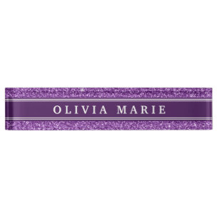 Porte-nom Pour Bureau Parties scintillant violette (faux) Nom personnali