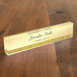 Porte-nom Pour Bureau Parties scintillantes élégantes d'or de nom des